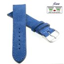 Fluco Easy-Klick Veloursleder Uhrenarmband Modell Oslo-NL königs-blau 22 mm Handarbeit