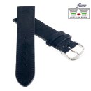 Fluco Easy-Klick Veloursleder Uhrenarmband Modell Oslo-XS schwarz 16 mm Handarbeit