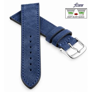Fluco Easy-Klick Veloursleder Uhrenarmband Modell Oslo-XS denim-blau 16 mm Handarbeit