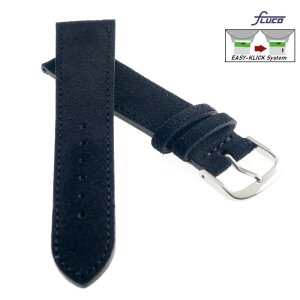 Fluco Easy-Klick Veloursleder Uhrenarmband Modell Oslo-XS schwarz 18 mm Handarbeit