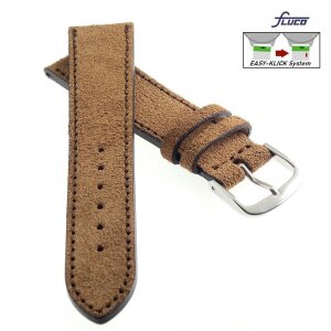 Fluco Easy-Klick Veloursleder Uhrenarmband Modell Oslo-XS cacao 18 mm Handarbeit