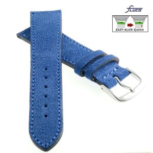 Fluco Easy-Klick Veloursleder Uhrenarmband Modell Oslo-XS königs-blau 22 mm Handarbeit
