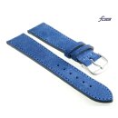 Fluco Easy-Klick Veloursleder Uhrenarmband Modell Oslo-XS königs-blau 22 mm Handarbeit