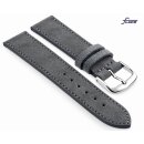 Fluco Easy-Klick Veloursleder Uhrenarmband Modell Oslo-XL dunkel-grau 18 mm Handarbeit