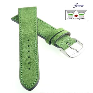Fluco Easy-Klick Veloursleder Uhrenarmband Modell Oslo-XL hell-grün 18 mm Handarbeit