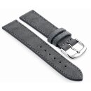 Easy-Klick Veloursleder Uhrenarmband Modell Oslo-XL dunkel-grau 20 mm Handarbeit
