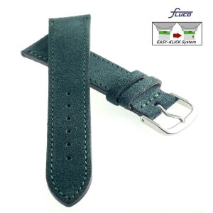 Fluco Easy-Klick Veloursleder Uhrenarmband Modell Oslo-XL dunkel-grün 20 mm Handarbeit