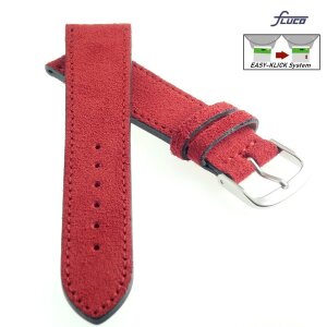 Fluco Easy-Klick Veloursleder Uhrenarmband Modell Oslo-XL rot 22 mm Handarbeit