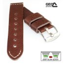 GEO-Straps Easy-Klick Old Military softweiches Rindleder Uhrenarmband dunkelbraun-WN 18 mm