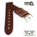 GEO-Straps Easy-Klick Old Military softweiches Rindleder Uhrenarmband dunkelbraun-SN 18 mm