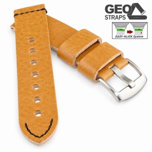GEO-Straps Easy-Klick Old Military softweiches Rindleder Uhrenarmband hellbraun-SN 22 mm
