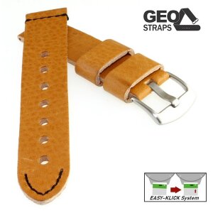 GEO-Straps Easy-Klick Old Military softweiches Rindleder Uhrenarmband hellbraun-SN 24 mm