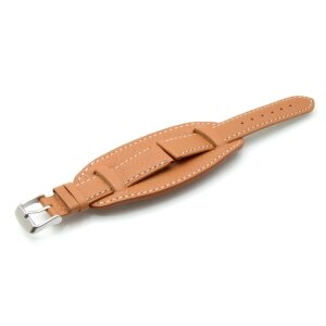 Kalbsleder Uhrenarmband Modell U-Boot hellbraun 22 mm mit Unterlage