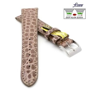 Fluco Easy-Klick Limited-Edition echt Krokodil Uhrenarmband Modell Burma beige-mocca 18 mm 