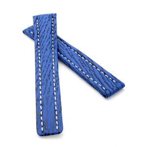 Echt Haifisch XL-Uhrenband blau 24/20 mm kompatibel mit Breitling Faltschließe