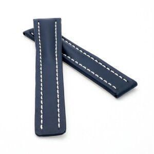 Kalbs-Leder XL-Uhrenband blau 22/18 mm kompatibel mit Breitling Faltschließe