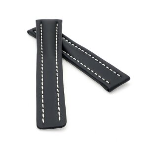 Kalbs-Leder XL-Uhrenband schwarz 24/20 mm kompatibel mit Breitling Faltschließe