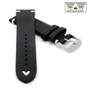 Rindleder Easy-Klick Uhrenarmband Modell Beluga-Pito-NL schwarz 22 mm