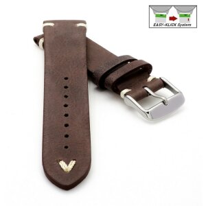 Rindleder Easy-Klick Uhrenarmband Modell Beluga-Pito XL-extralang mocca 20 mm