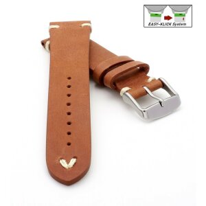 Rindleder Easy-Klick Uhrenarmband Modell Beluga-Pito XL-extralang cognac 24 mm