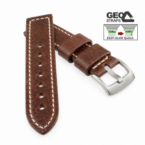 Old Finish Easy-Klick Kalbsleder Uhrenarmband Modell Dakota-Naht mocca 24 mm