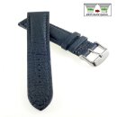 Echt Hirsch-Leder Easy-Klick Uhrenarmband Modell Hirsch-Chrono blau 20 mm