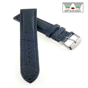 Echt Hirsch-Leder Easy-Klick Uhrenarmband Modell Hirsch-Chrono blau 22 mm