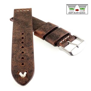 Echt Kamelleder Easy-Klick Vintage Uhrenarmband Modell Karawan mocca-WN 18 mm