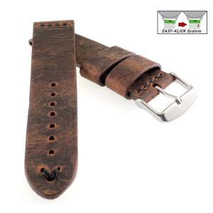 Echt Kamelleder Easy-Klick Vintage Uhrenarmband Modell Karawan mocca-SN 22 mm