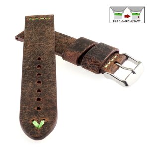 Echt Kamelleder Easy-Klick Vintage Uhrenarmband Modell Karawan mocca-GN 22 mm