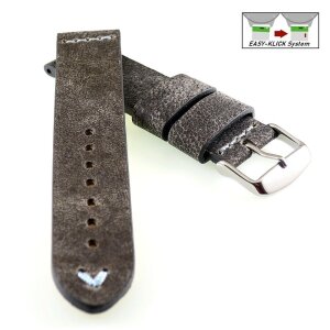 Echt Kamelleder Easy-Klick Vintage Uhrenarmband Modell Karawan grau-BN 20 mm