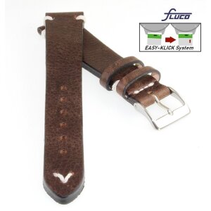Fluco Easy-Klick Vintage Rindleder Uhrenarmband Modell Hunter mocca 19 mm Handarbeit