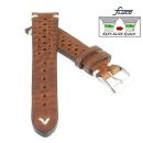 Fluco Easy-Klick Vintage Rindleder Uhrenarmband Modell Hunter-Racing cognac 22 mm