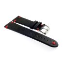 Rindleder Uhrenarmband Modell Beluga-Coke-XS schwarz-rot 22 mm, Coke Farben