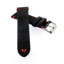 Rindleder Uhrenarmband Modell Beluga-Coke-XS schwarz-rot...