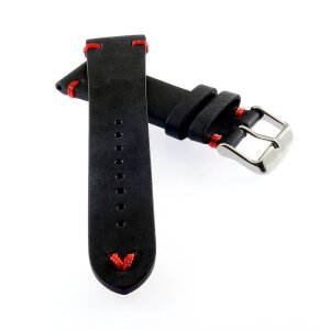 Rindleder Uhrenarmband Modell Beluga-Pito-XL schwarz-rot 24 mm, Coke Farben