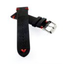 Rindleder Uhrenarmband Modell Beluga-Pito-XL schwarz-rot...