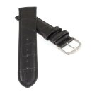 Feines Alligator Leder Uhrenarmband Modell Lausanne-NL schwarz-TiT 15 mm