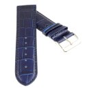 Feines Alligator Leder Uhrenarmband Modell Lausanne-NL navyblau-TiT 15 mm