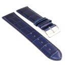 Feines Alligator Leder Uhrenarmband Modell Lausanne-NL navyblau-TiT 15 mm