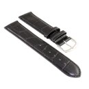 Feines Alligator Leder Uhrenarmband Modell Lausanne-NL schwarz-TiT 17 mm