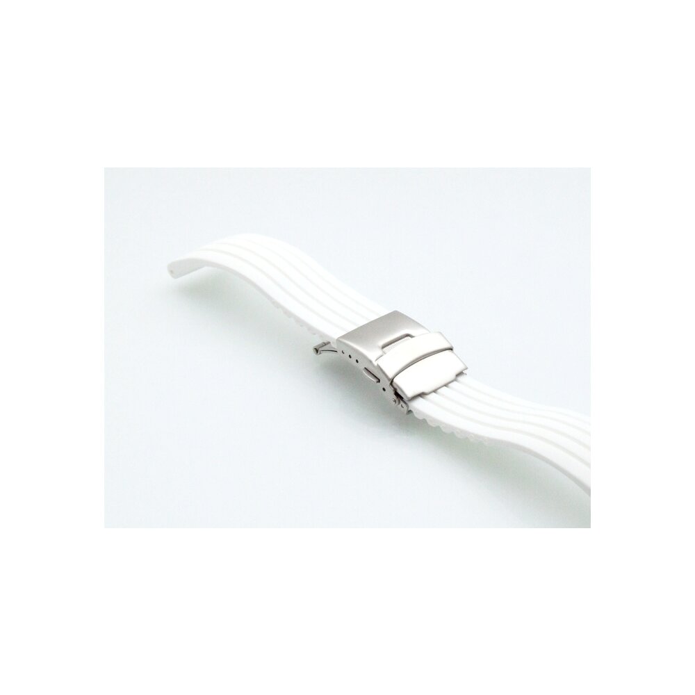 Silikon Uhrenarmband Modell Kreta weiss 24 mm, Faltschließe Uhrenar