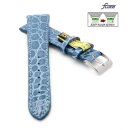 Fluco Easy-Klick Limited-Edition echt Krokodil Uhrenarmband Modell Burma hell-blau 20 mm 