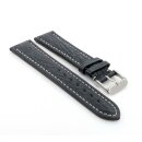 Echt Haifisch Uhrenarmband Modell Poseidon-NL schwarz 24 mm, Normall&auml;nge