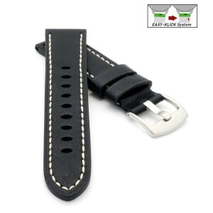 Easy-Klick Soft-Sattelleder Uhrenarmband Modell Texano schwarz 24 mm