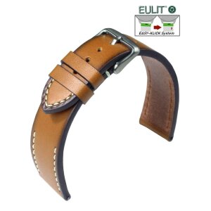 EULIT Easy-Klick Uhrenarmband Retro-Look Modell Woodstock gelb-braun 20 mm