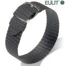 Eulit Perlon Durchzugs-Uhrenarmband Modell Panama grau 16 mm