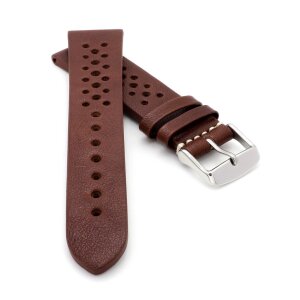 Soft Kalb-Nappa Rallye Uhrenarmband Modell Montreal-Golf-NL mocca 20 mm