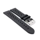 Soft Kalb-Nappa Rallye Uhrenarmband Modell Montreal-Golf-NL schwarz 24 mm