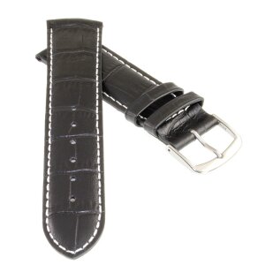 Alligator Rundanstoß Uhrenarmband Modell Rondo-WN schwarz 21 mm